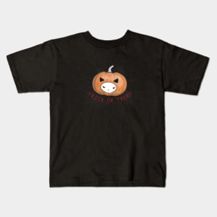 Halloween Pumpkin Head Cat Kids T-Shirt